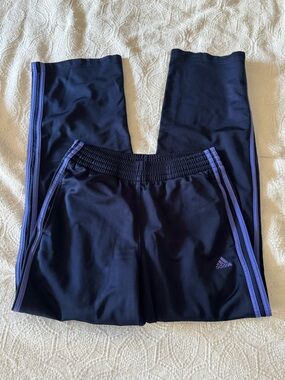 adidas Navy Joggers with Purple Side Stripes - Kids